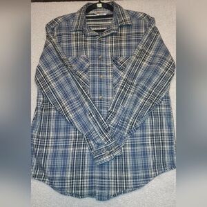 Vintage Men's Carhartt Button-Up Flannel, Size Medium, Blue Plaid
